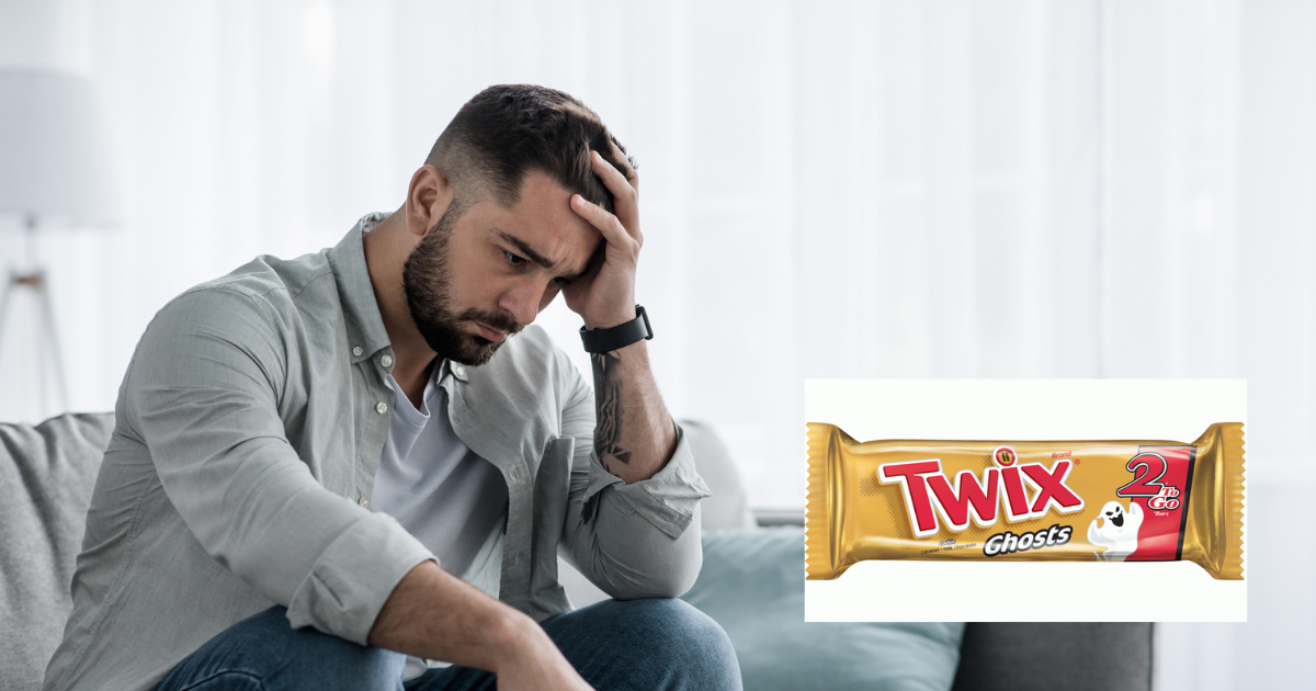 Absolutely Devastating: This Man Is Too Afraid To Buy His Weekly Twix Bar  Because The Packaging Now Has A Ghost On It